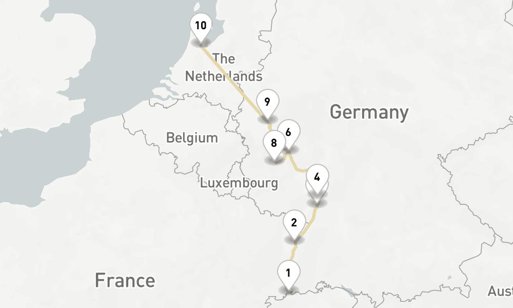 7 days, one-way from Basel to Amsterdam 8日間