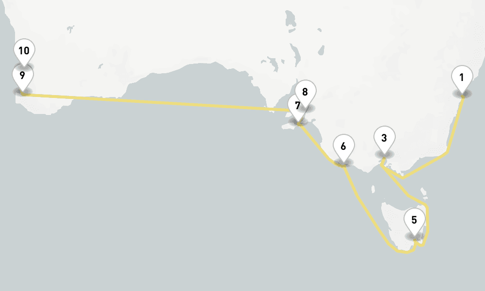 16 days, one-way from Sydney to Fremantle 17日間