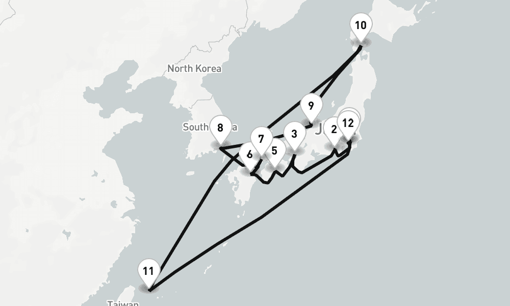 15 days, one-way from Tokyo to Yokohama 16日間