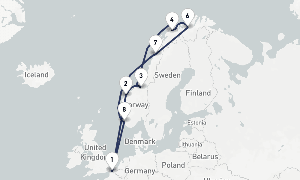 14 days, round-trip 14 Nuit Agrave la recherche des Aurores Boreacuteales 15日間