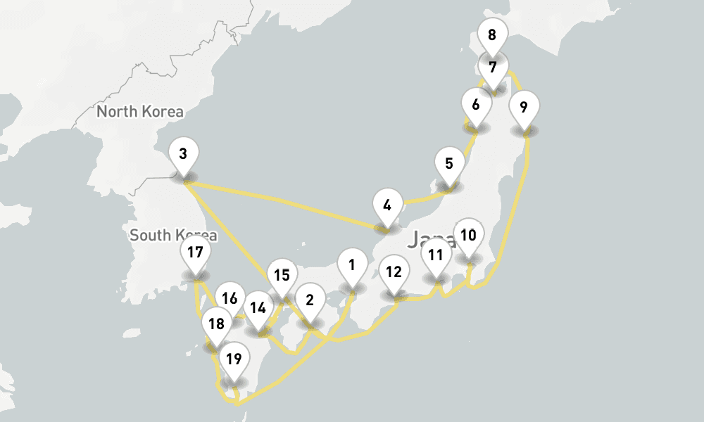 24 days, round-trip Autumn Reverie Japans Hidden Gems 25日間