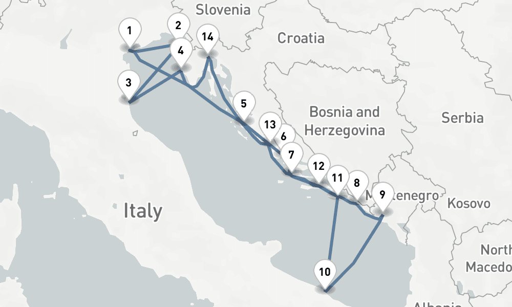 14 days, round-trip Star Collector Adriatic Odyssey 15日間