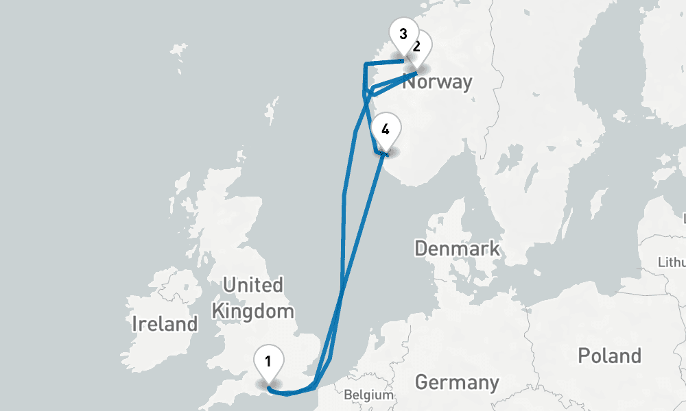 7 days, round-trip Norwegian Fjords 8日間