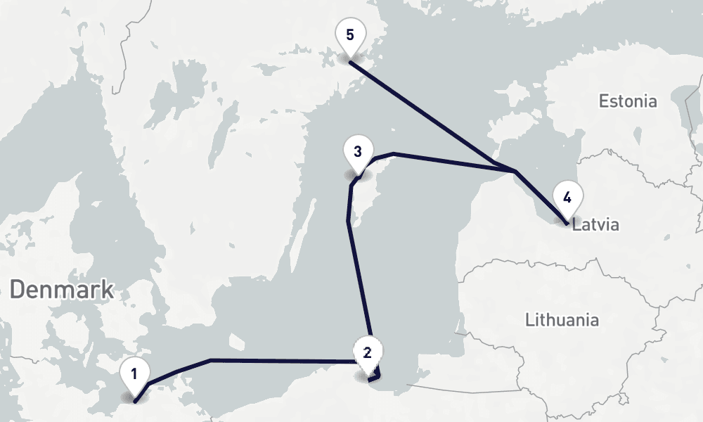 4 days, one-way from Warnemunde-Rostock to Stockholm 5日間
