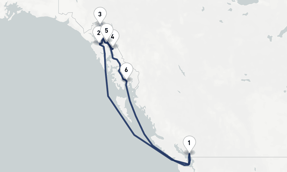 7 days, round-trip Alaska Dawes Glacier 8日間
