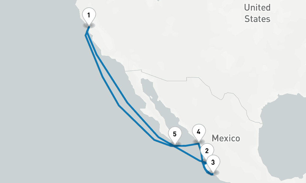 10 days, round-trip Mexican Riviera 11日間