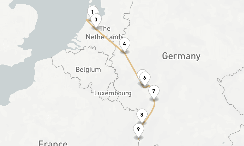 6 nights / 7 days, one-way from Amsterdam (Holland) to Breisach am Rhein