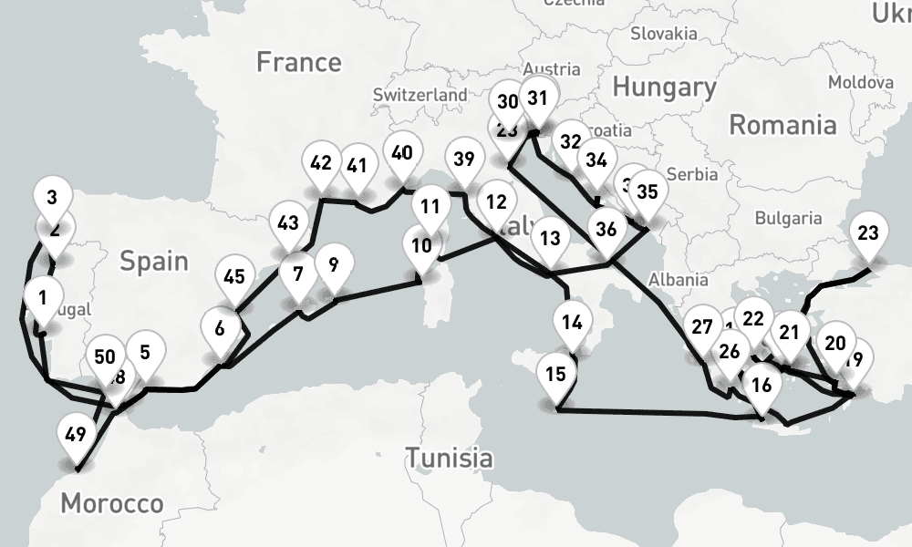 60 days, round-trip Lisbon To Lisbon 61日間