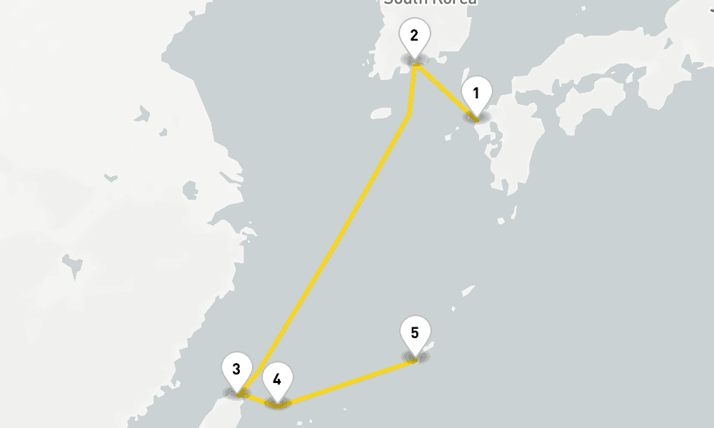 6 days, one-way from Sasebo to Naha 7日間