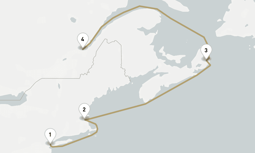 8 days, one-way from New York to Quebec City 9日間