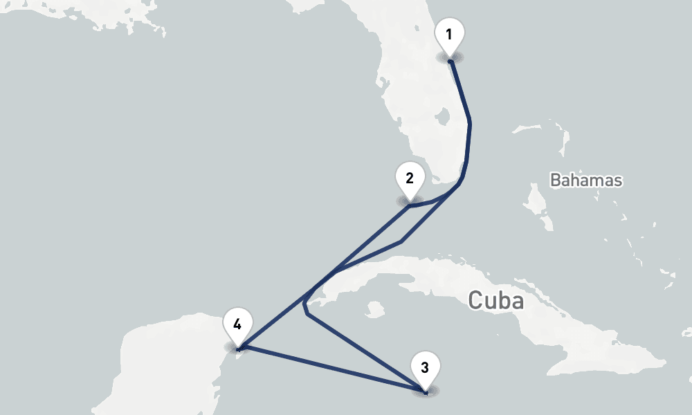 7 days, round-trip Key West, Mexico Cayman 8日間