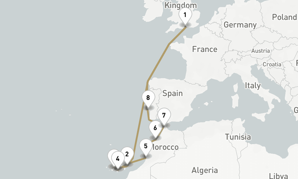 16 days, round-trip Portugal 17日間