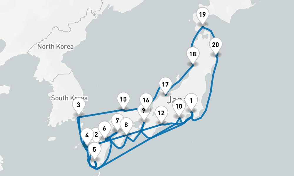 24 days, round-trip Grand Circle Japan Cherry Blossoms 25日間