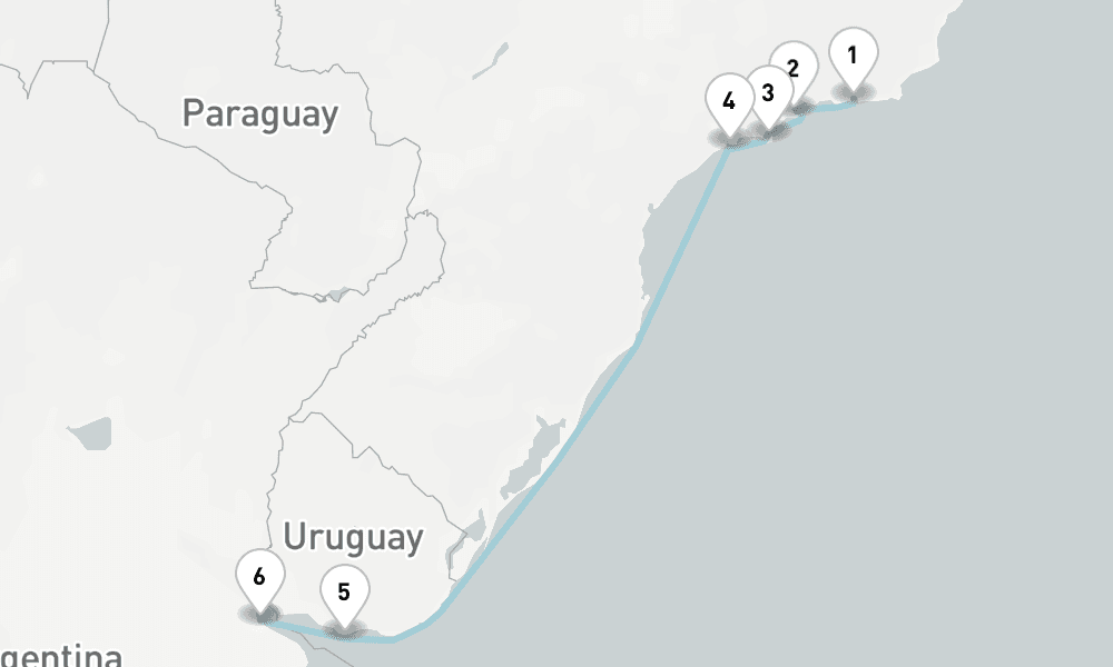 8 days, one-way from Rio de Janeiro to Buenos Aires 9日間