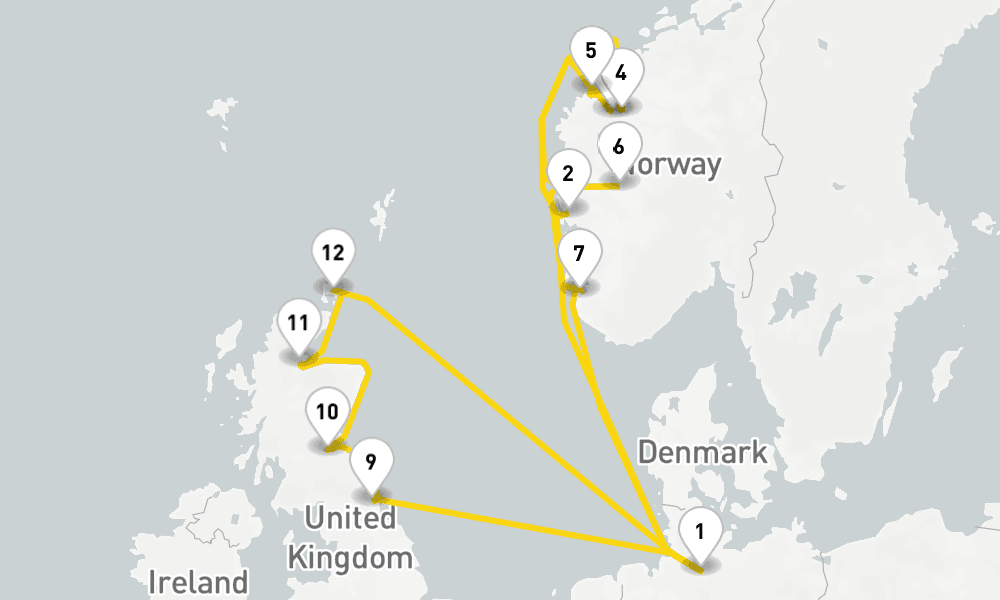 15 nights / 16 days, Hamburg Round trip