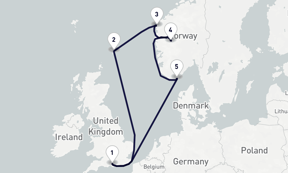 7 days, round-trip Northern Europe 8日間