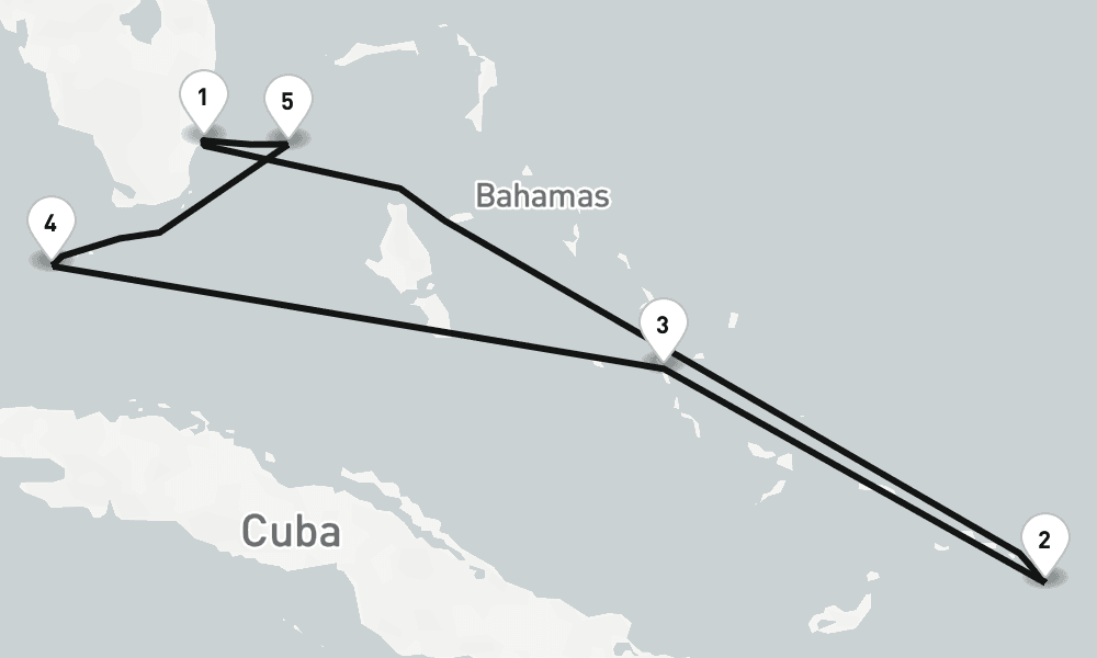 7 days, round-trip Miami, Fl To Miami, Fl 8日間