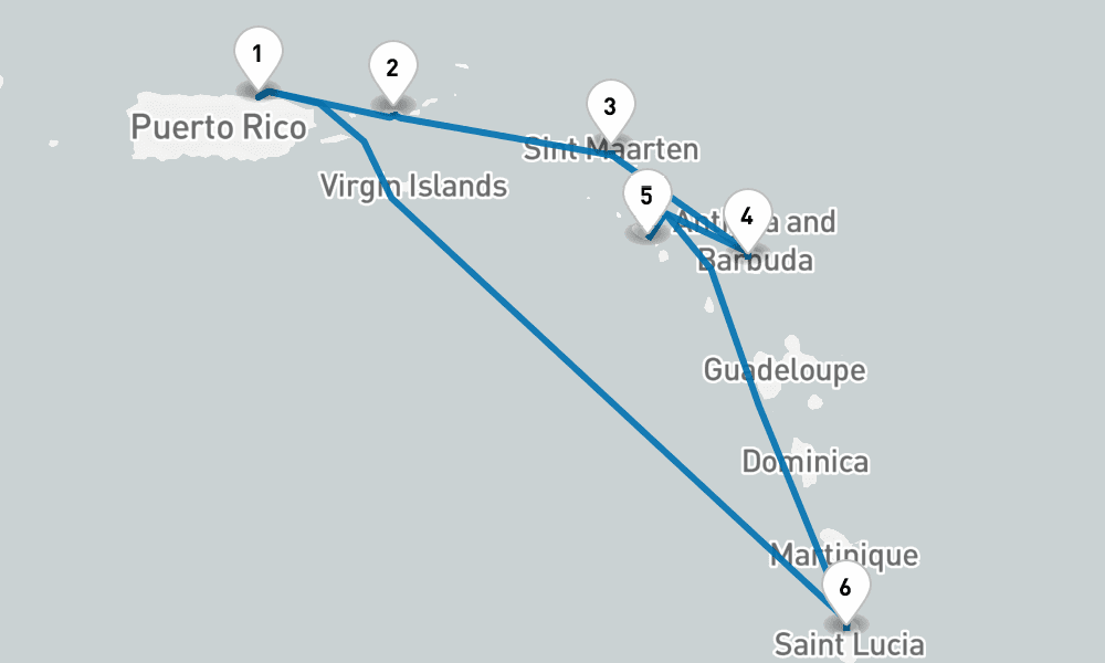 7 days, round-trip Southern Caribbean with Antigua and St. Kitts 8日間