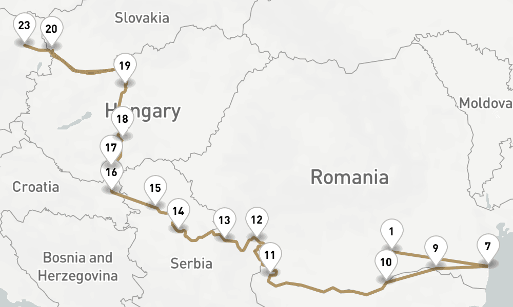 21 days, one-way from Bucharest to Vienna 22日間