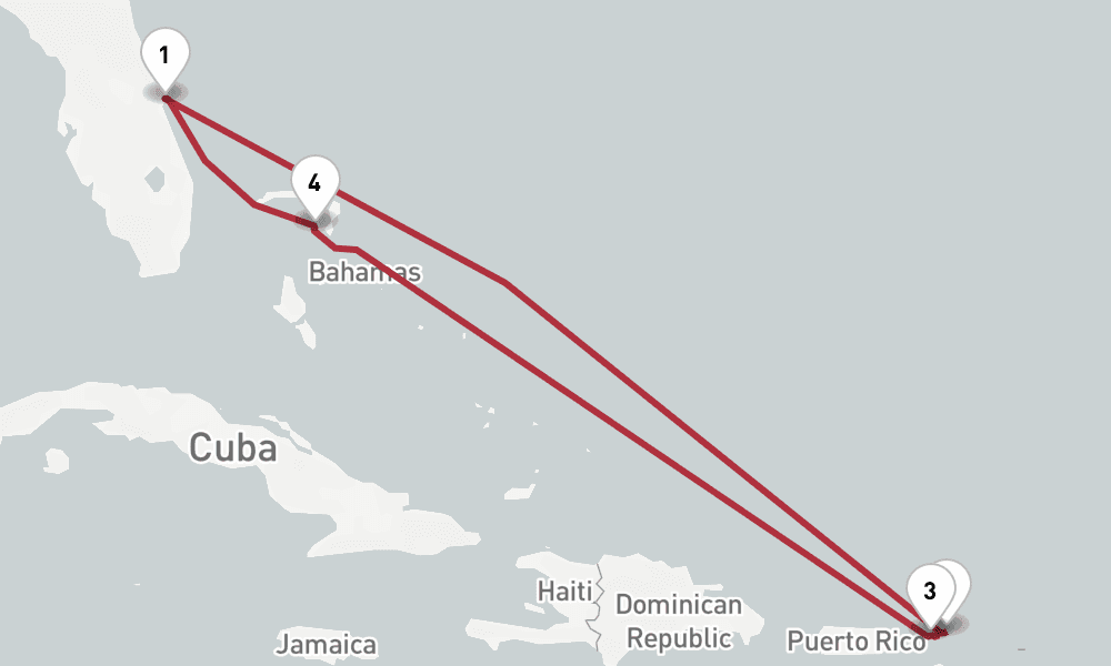 7 days, round-trip Eastern Caribbean Cruise From Port Canaveral 8日間