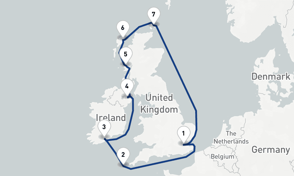 10 nights / 11 days, Tilbury (London, England) Round trip