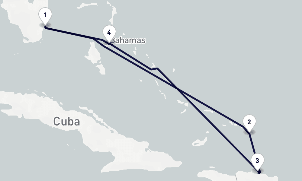 6 days, round-trip Caribbean Bahamas 7日間