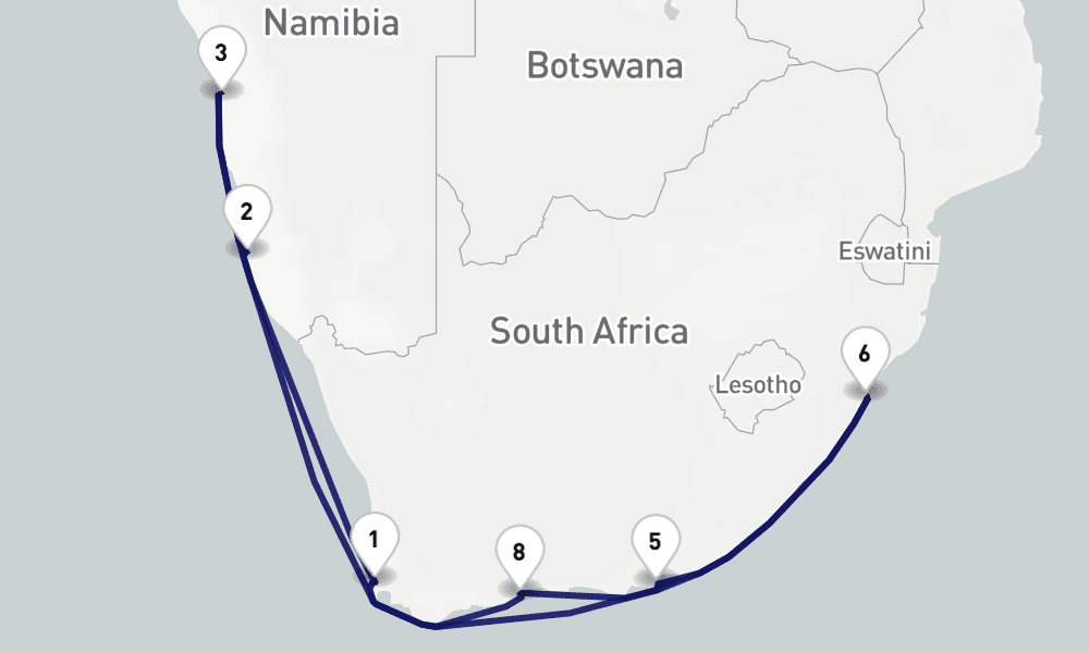15 days, round-trip The Fascination Of Africas South Cape Town - Cape Town 16日間