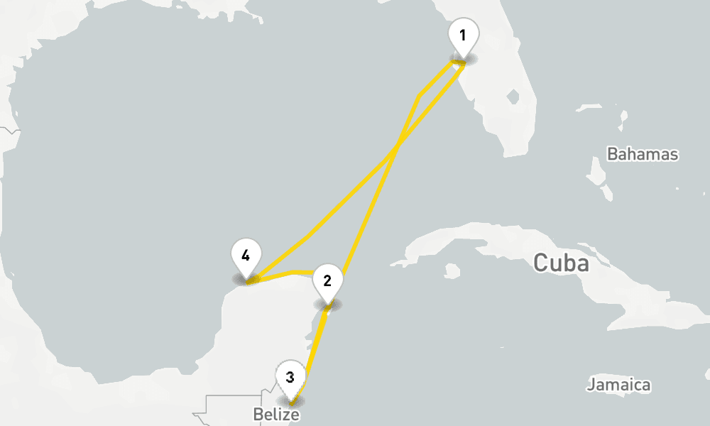 7 days, round-trip Belize Mexico 8日間