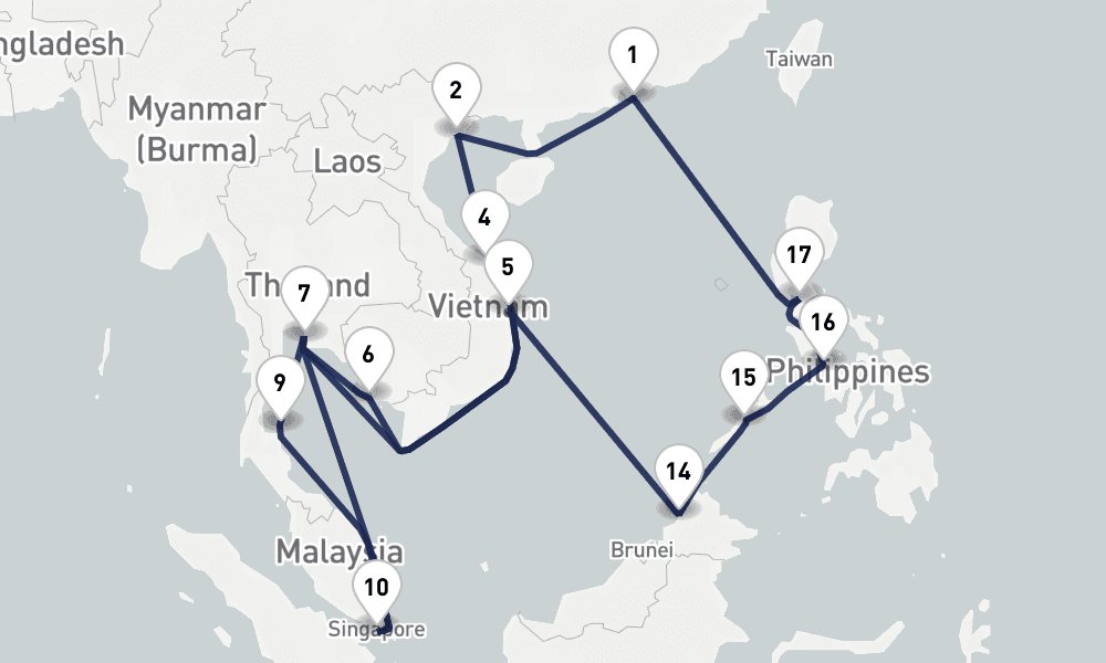 28 days, round-trip Far East Discovery, Vietnam, Thailand Cambodia 29日間