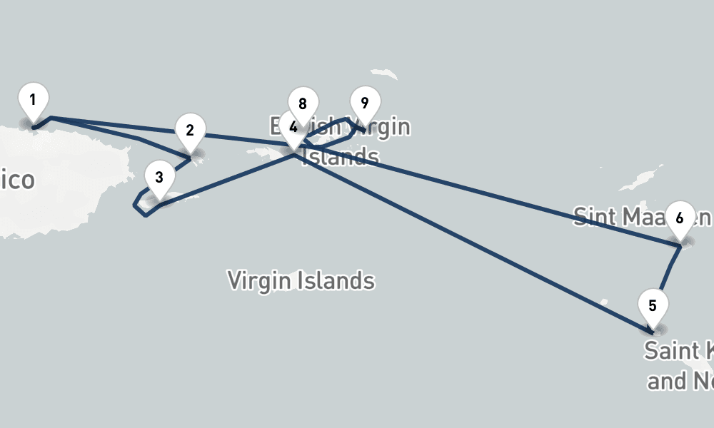 7 days, round-trip Best of the Virgin Isles St. Barths 8日間