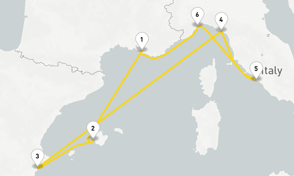 7 days, round-trip Western Mediterranean from Marseilles 8日間