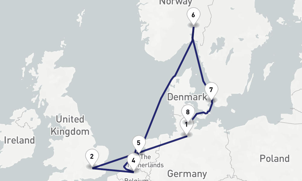 10 days, one-way from Hamburg to Kiel 11日間