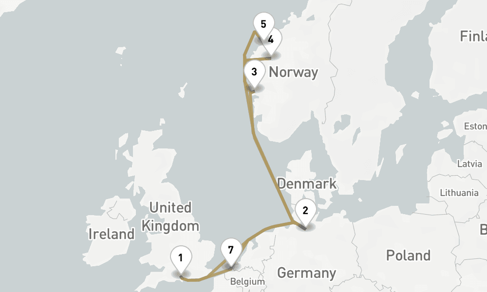 11 days, round-trip Norwegian Fjords 12日間