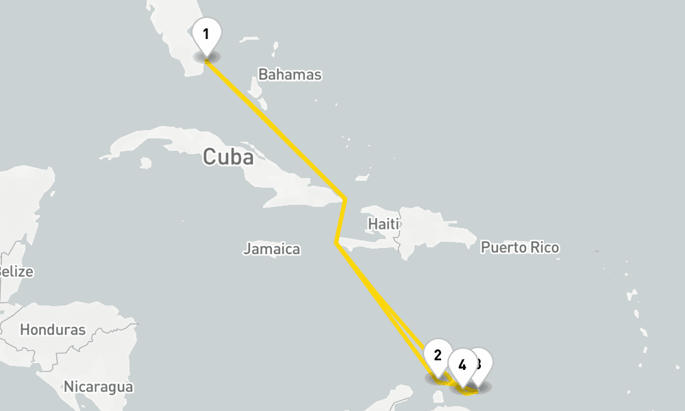 8 days, round-trip ABC Islands Southern Caribbean 9日間