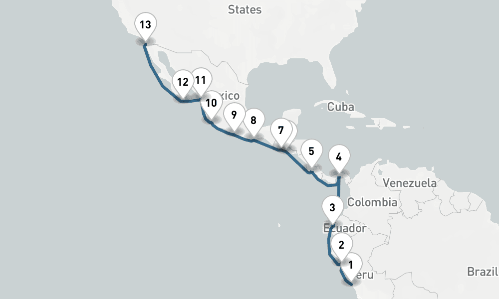 17 days, one-way from Callao-Lima to San Diego 18日間