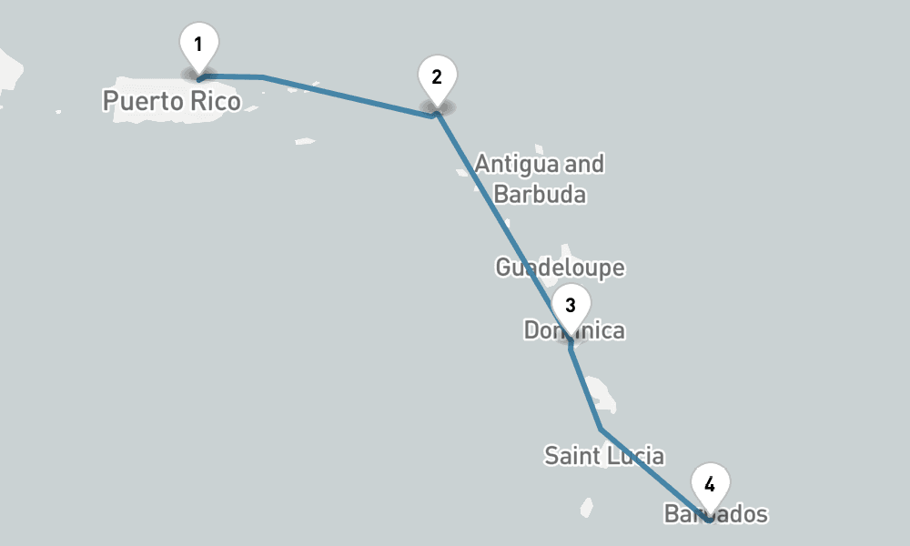 3 days, one-way from San Juan to Bridgetown 4日間