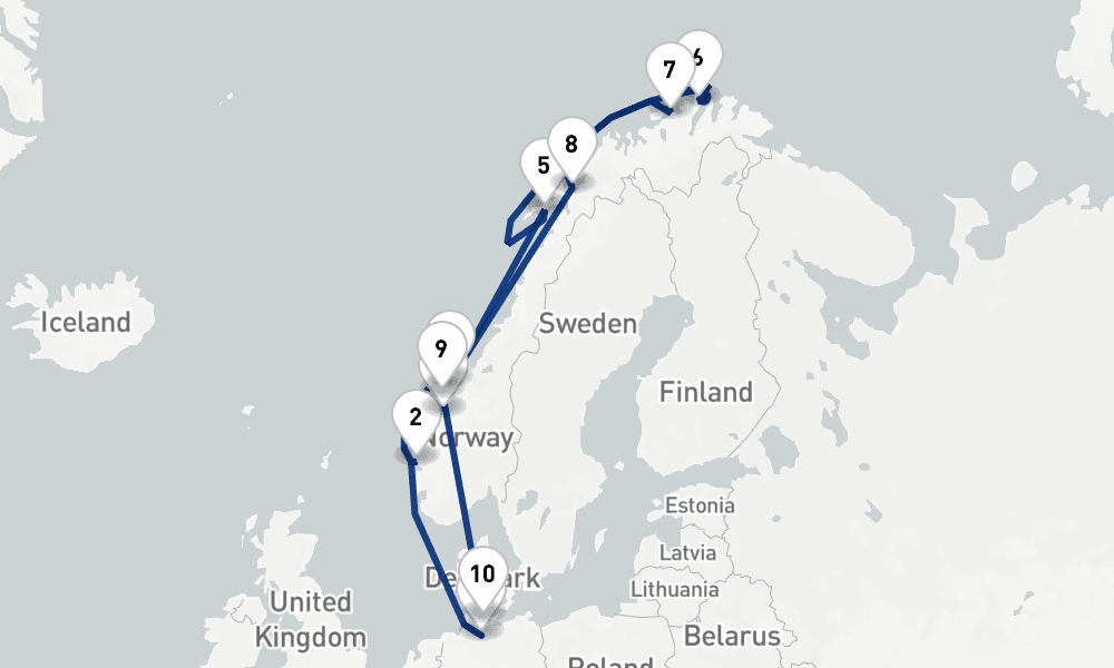 14 days, one-way from Hamburg to Kiel 15日間