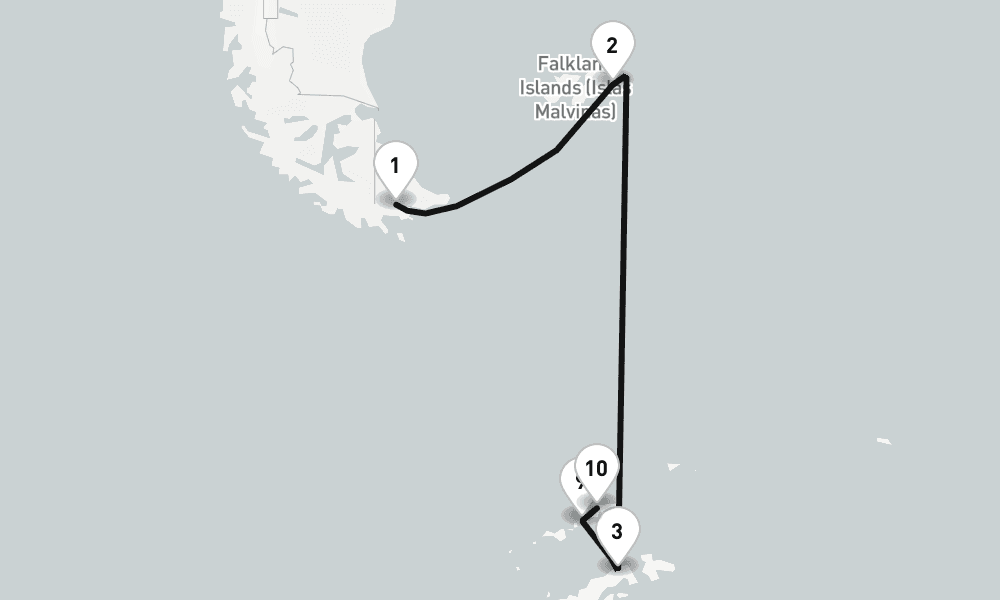 13 days, one-way from Puerto Williams to King George Island Antarctica 14日間