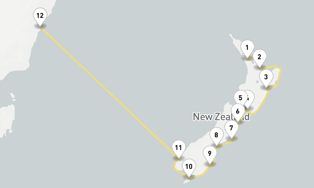 15 days, one-way from Auckland to Sydney 16日間