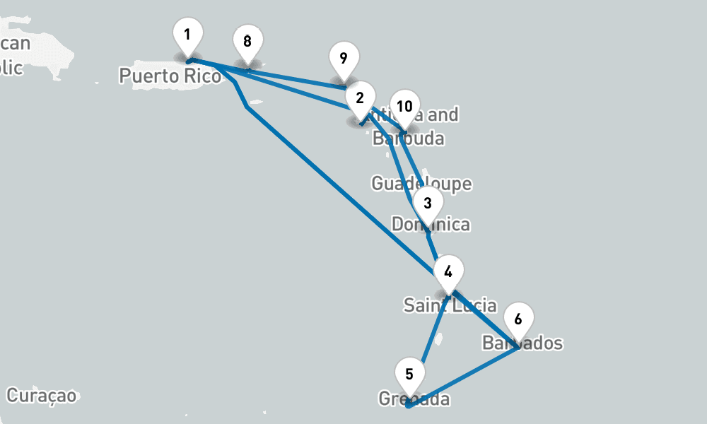 14 days, round-trip Southern Caribbean Adventurer 15日間