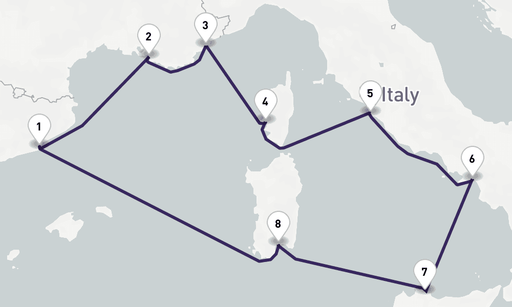10 days, round-trip Italy, Spain French Riviera 11日間