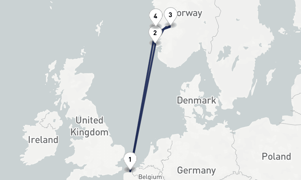 7 days, round-trip 7 Nuit Le meilleur de la Norvegravege 8日間