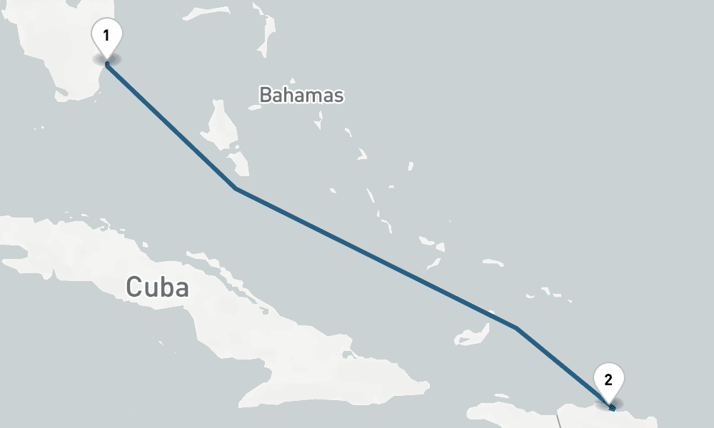 4 days, round-trip Caribbean Round-trip Miami Dominican Republic 5日間