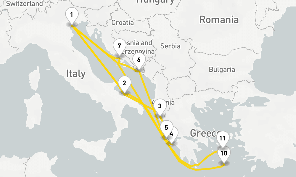 14 days, round-trip Eastern Mediterranean from Marghera Venice 15日間