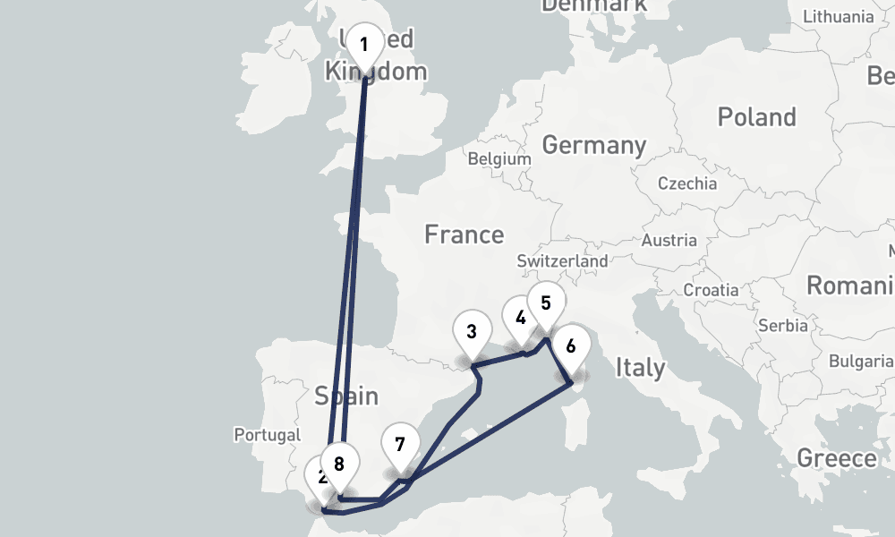 16 days, round-trip Exploring the French Riviera 17日間
