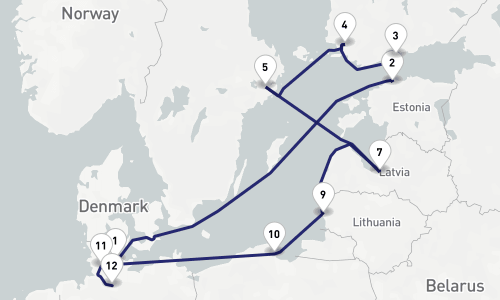 12 nights / 13 days, one-way from Kiel to Hamburg