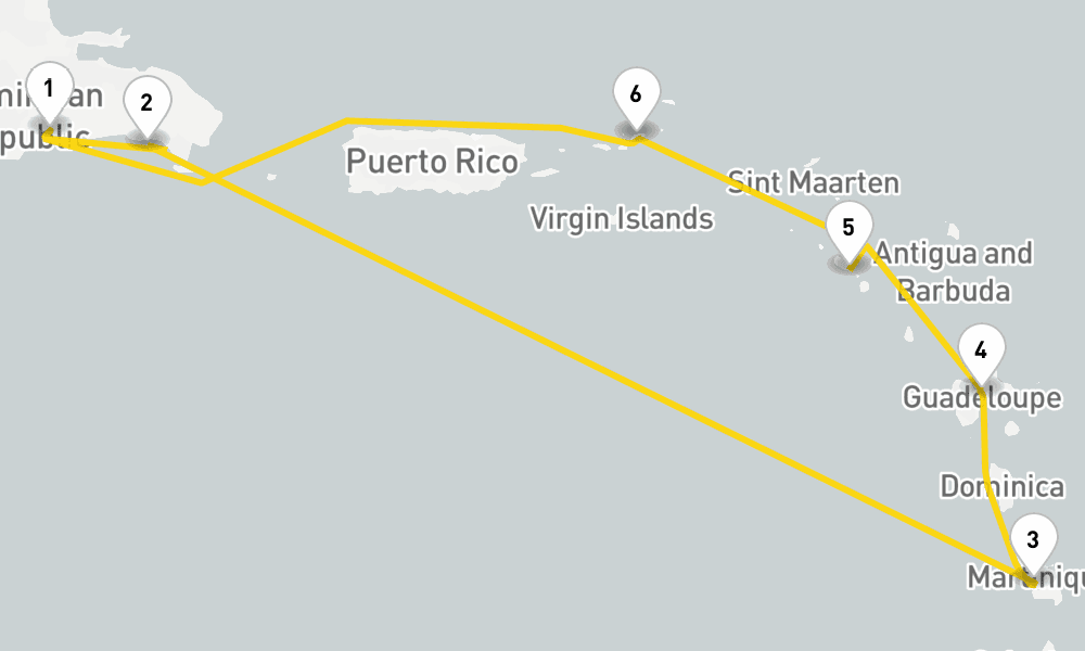 7 days, round-trip Caribbean Antilles from Santo Domingo 8日間