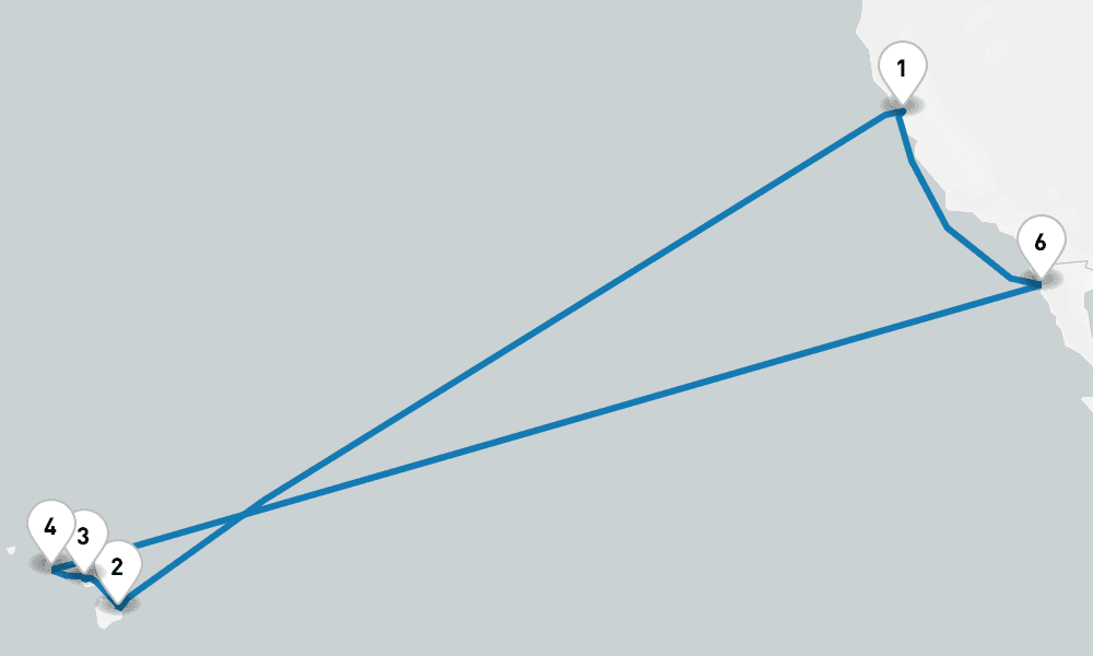 16 days, round-trip Hawaiian Islands 17日間