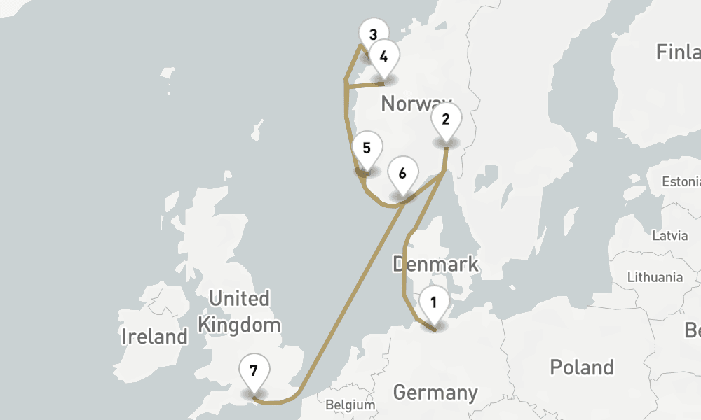 10 days, one-way from Hamburg to Southampton 11日間