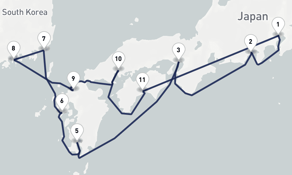 14 days, round-trip Southern Japan 15日間